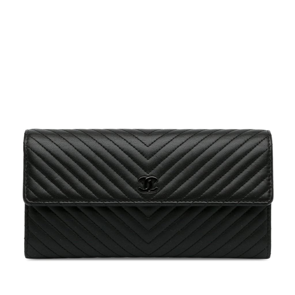 Chanel CC Chevron Lambskin Long Wallet (SHG-GJrUFh)