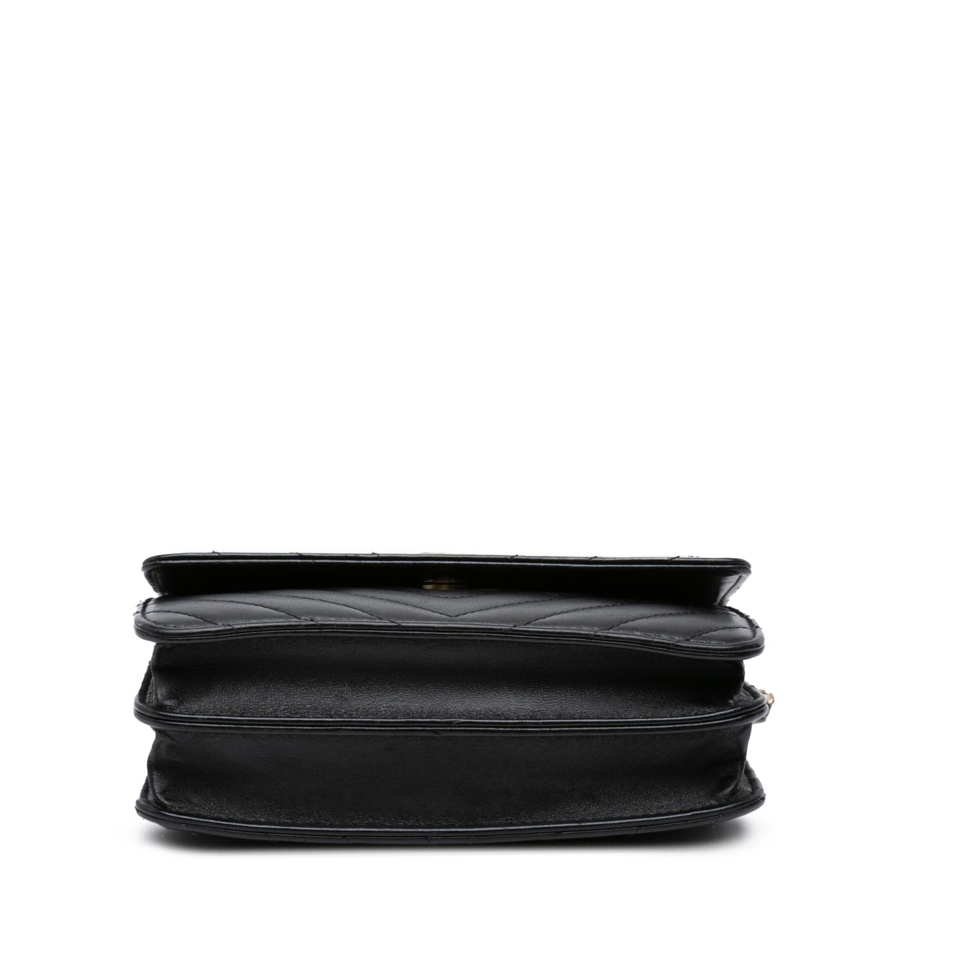 Chanel CC Chevron Lambskin Square Wallet On Chain