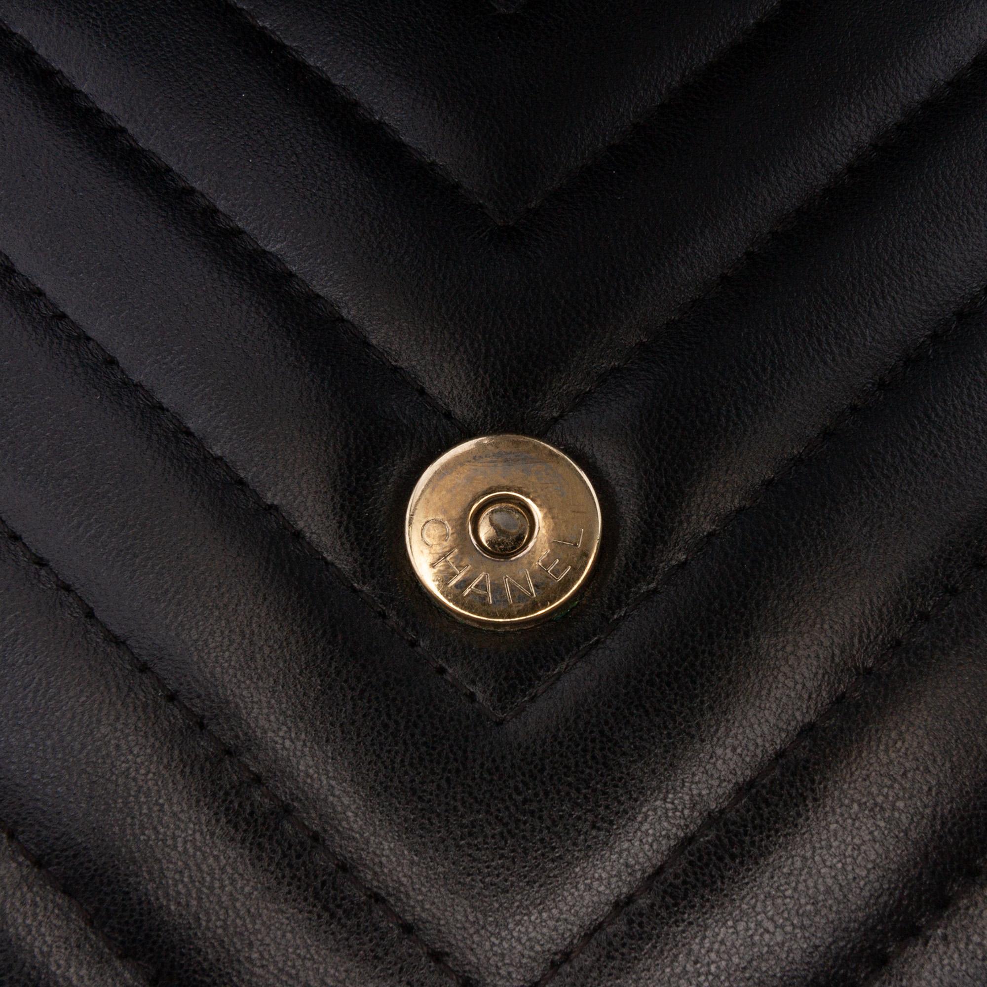 Chanel CC Chevron Lambskin Square Wallet On Chain