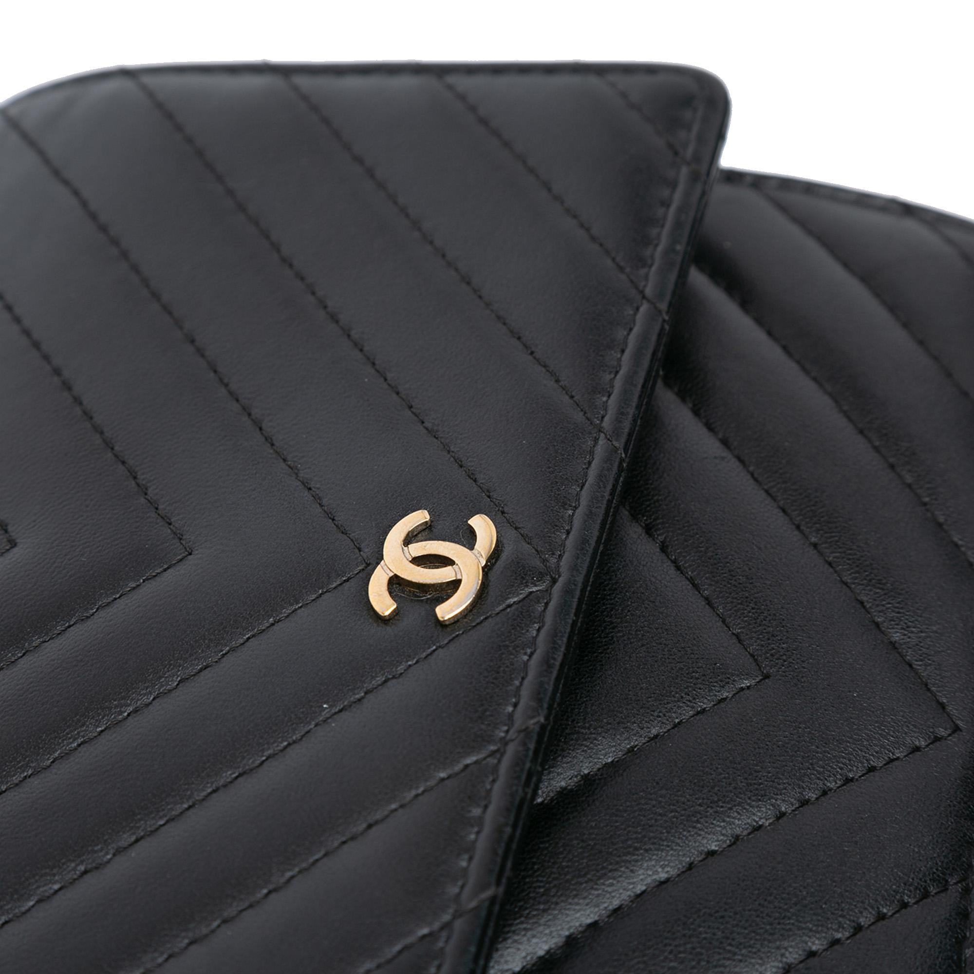 Chanel CC Chevron Lambskin Square Wallet On Chain
