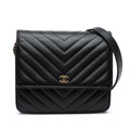 Chanel CC Chevron Lambskin Square Wallet On Chain