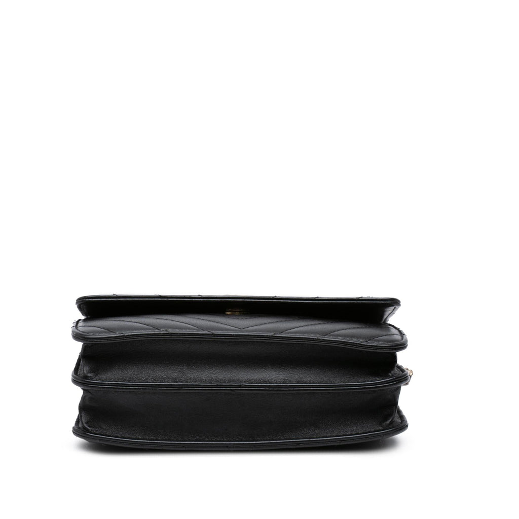 Chanel CC Chevron Lambskin Square Wallet On Chain