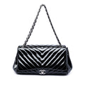 Chanel CC Chevron Patent Accordion Flap