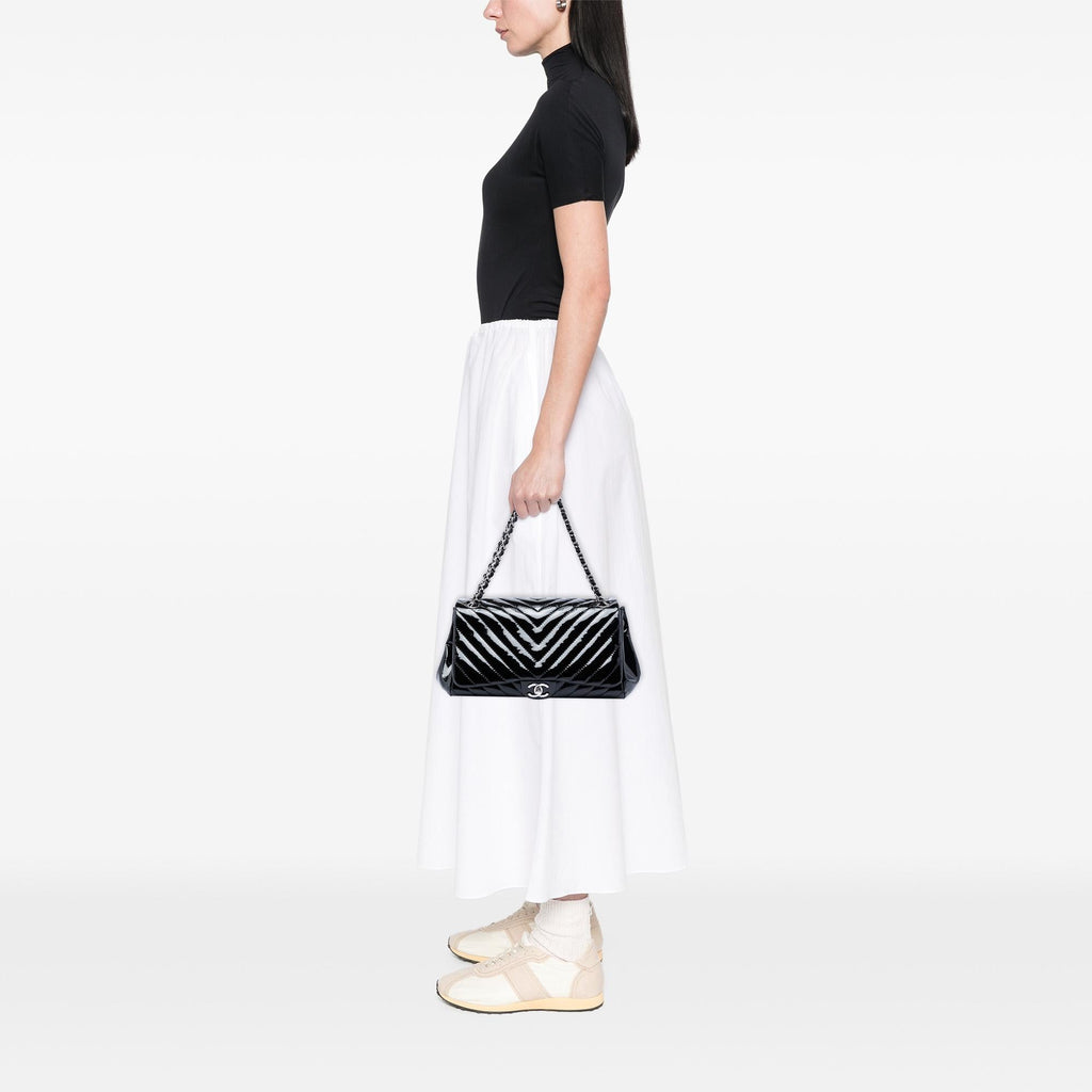 Chanel CC Chevron Patent Accordion Flap