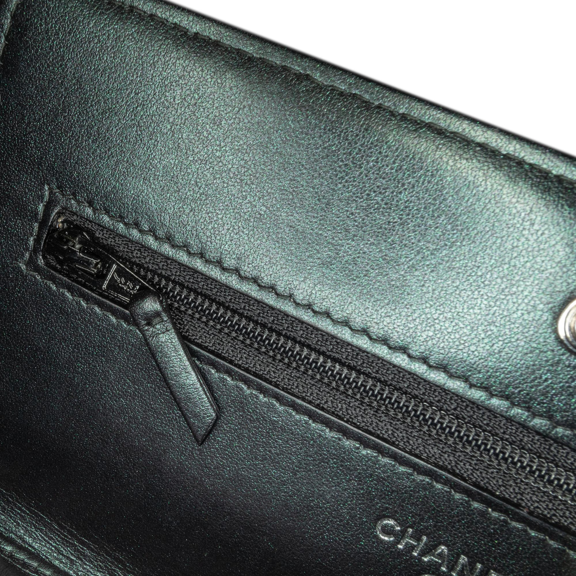 Chanel CC Chevron Quilted Crumpled Calfskin Wallet On Chain