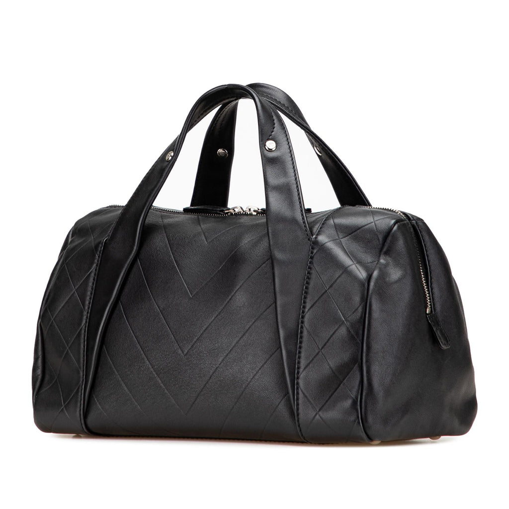 Chanel CC Chevron Quilted Lambskin Boston