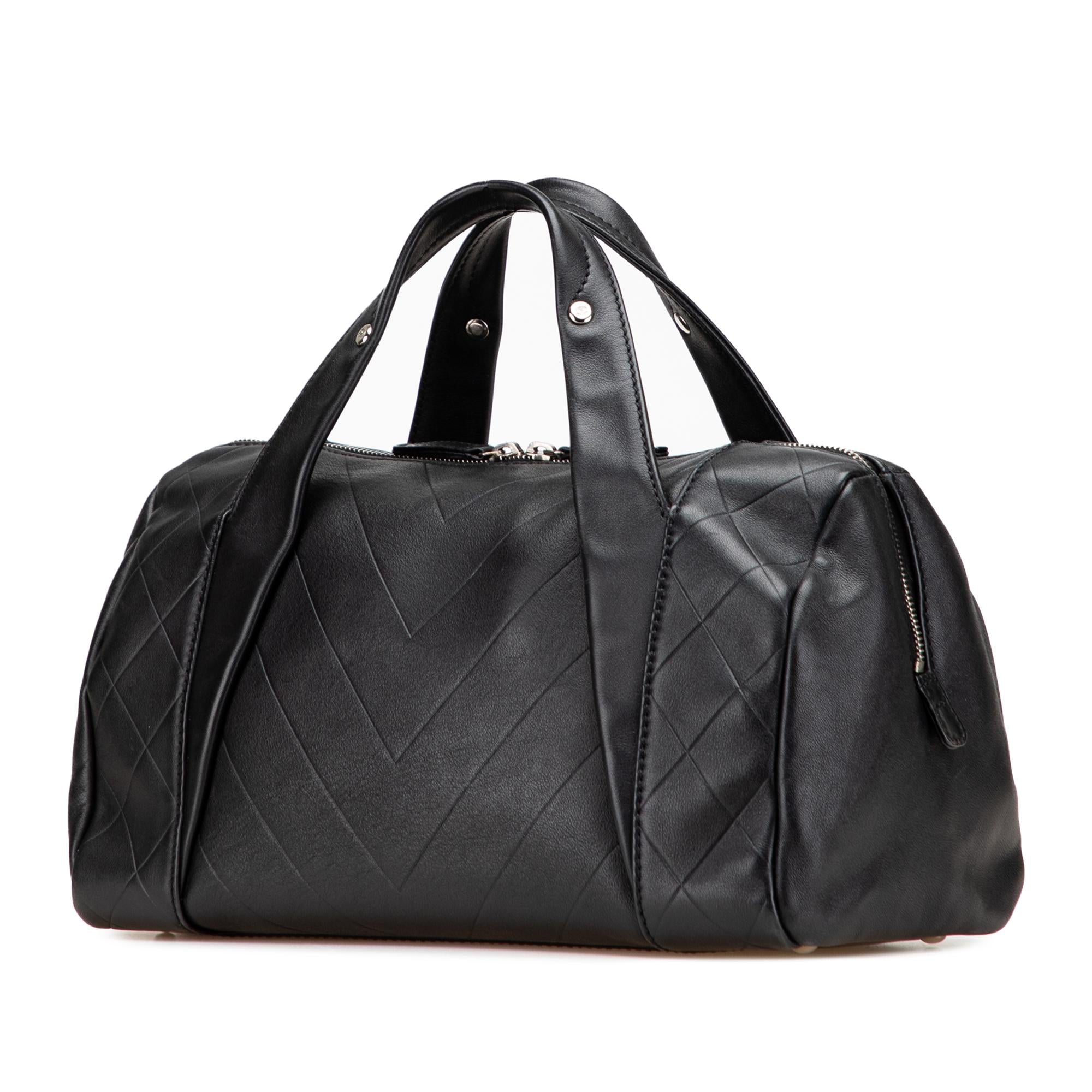 Chanel CC Chevron Quilted Lambskin Boston
