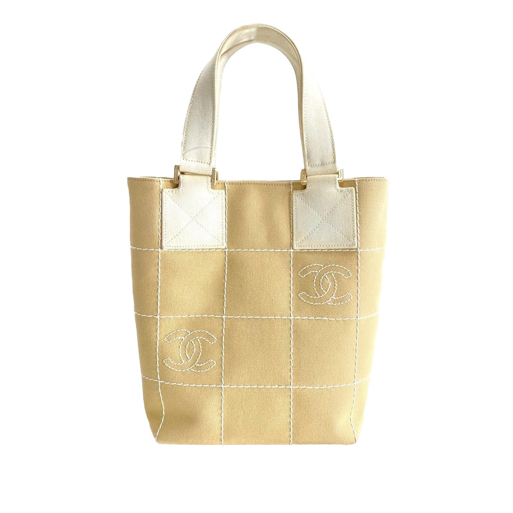 Chanel CC Choco Bar Canvas Handbag (SHG-l1xEqX)