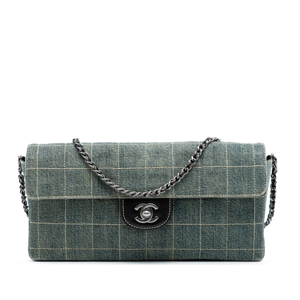 Chanel CC Chocolate Bar Denim East West Flap