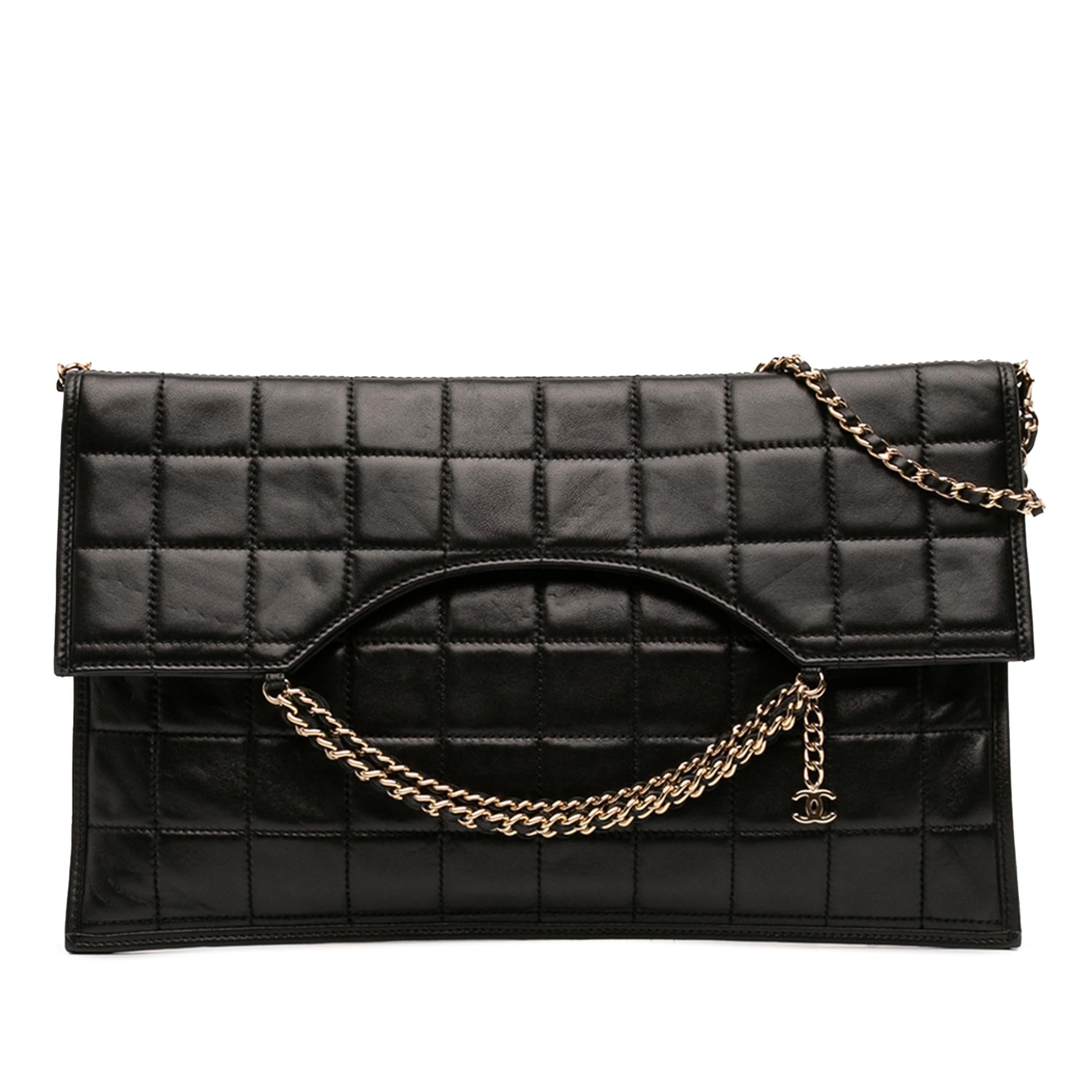 Chanel CC Chocolate Bar Lambskin Fold Down Envelope Shoulder Bag