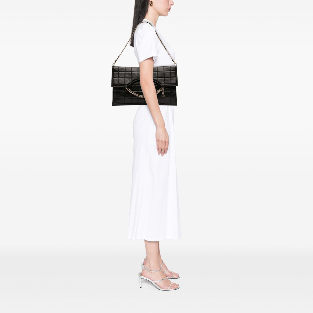 Chanel CC Chocolate Bar Lambskin Fold Down Envelope Shoulder Bag