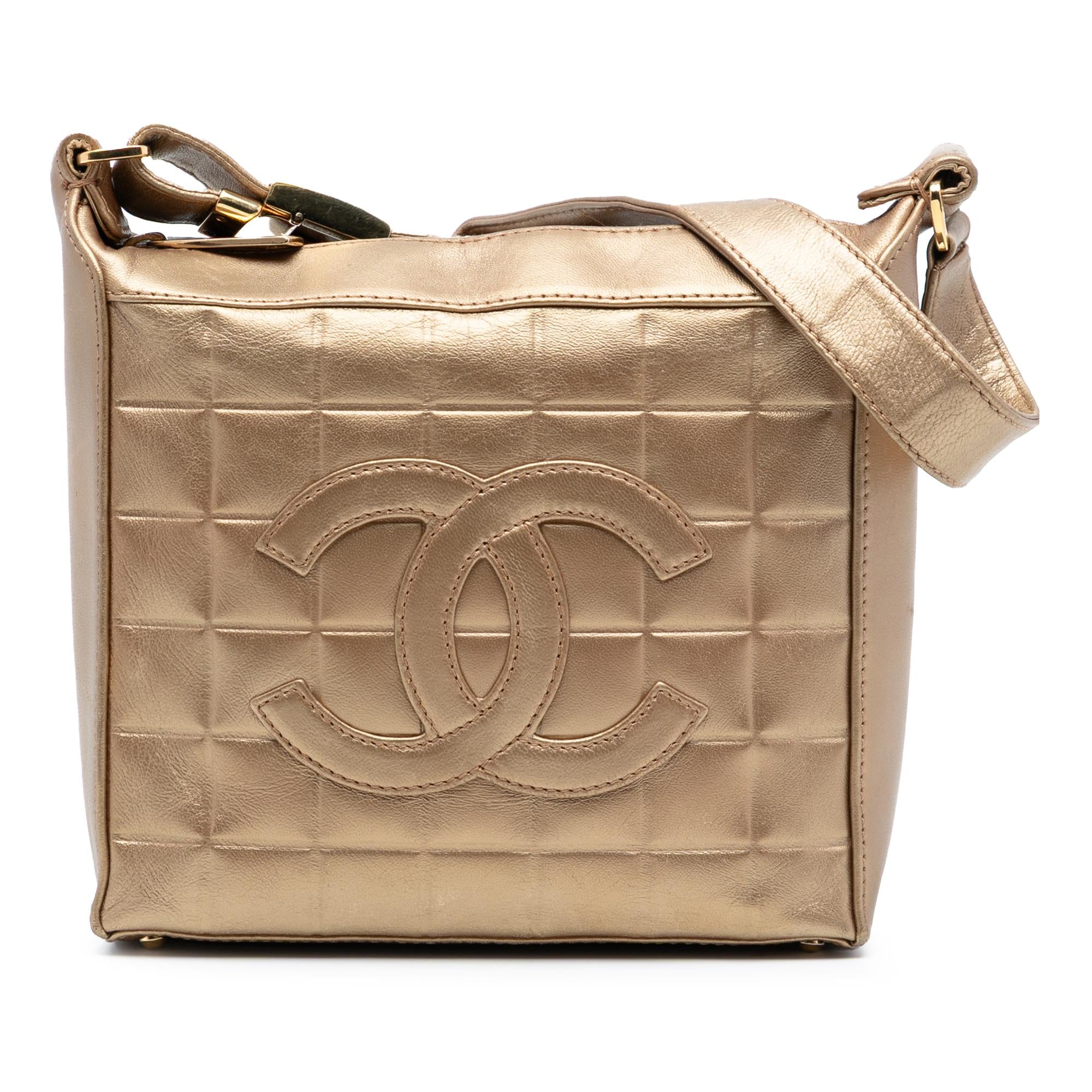 Chanel CC Chocolate Bar Metallic Lambskin Shoulder Bag