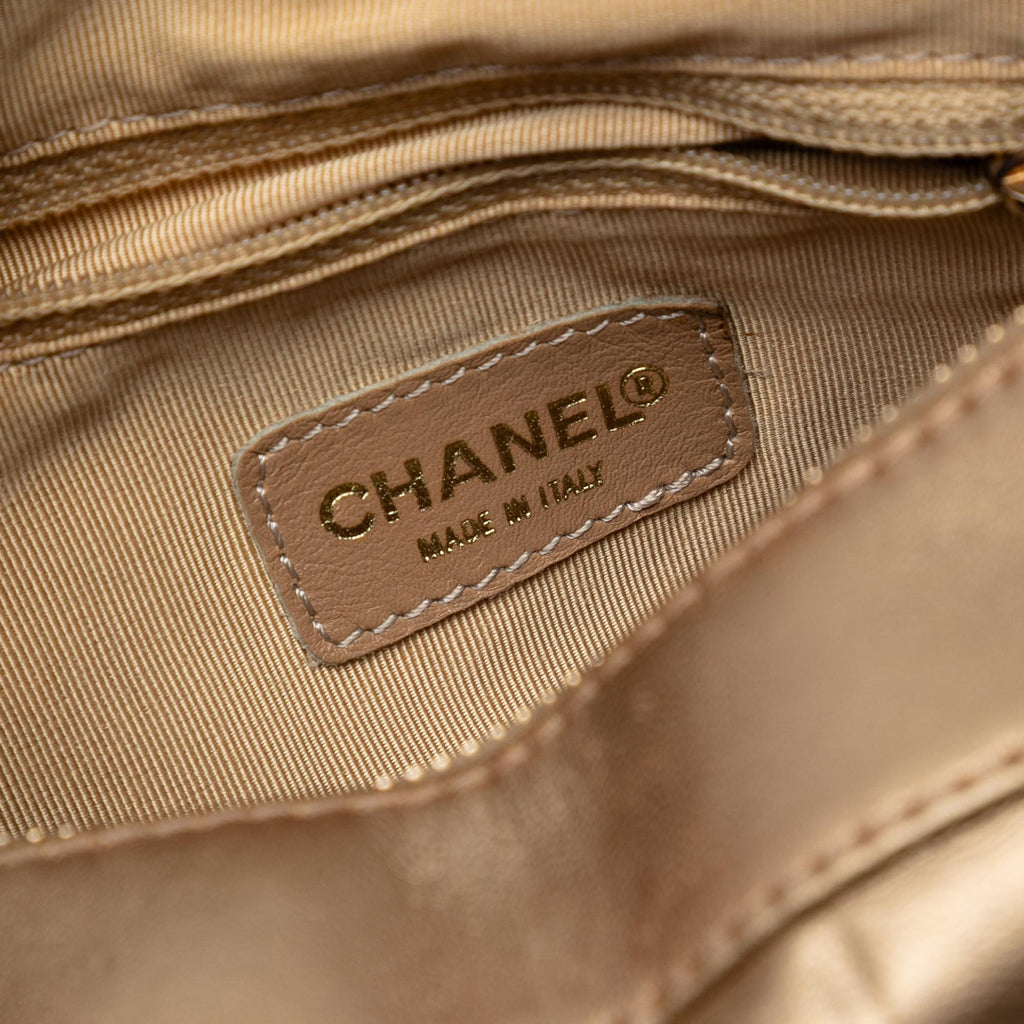 Chanel CC Chocolate Bar Metallic Lambskin Shoulder Bag