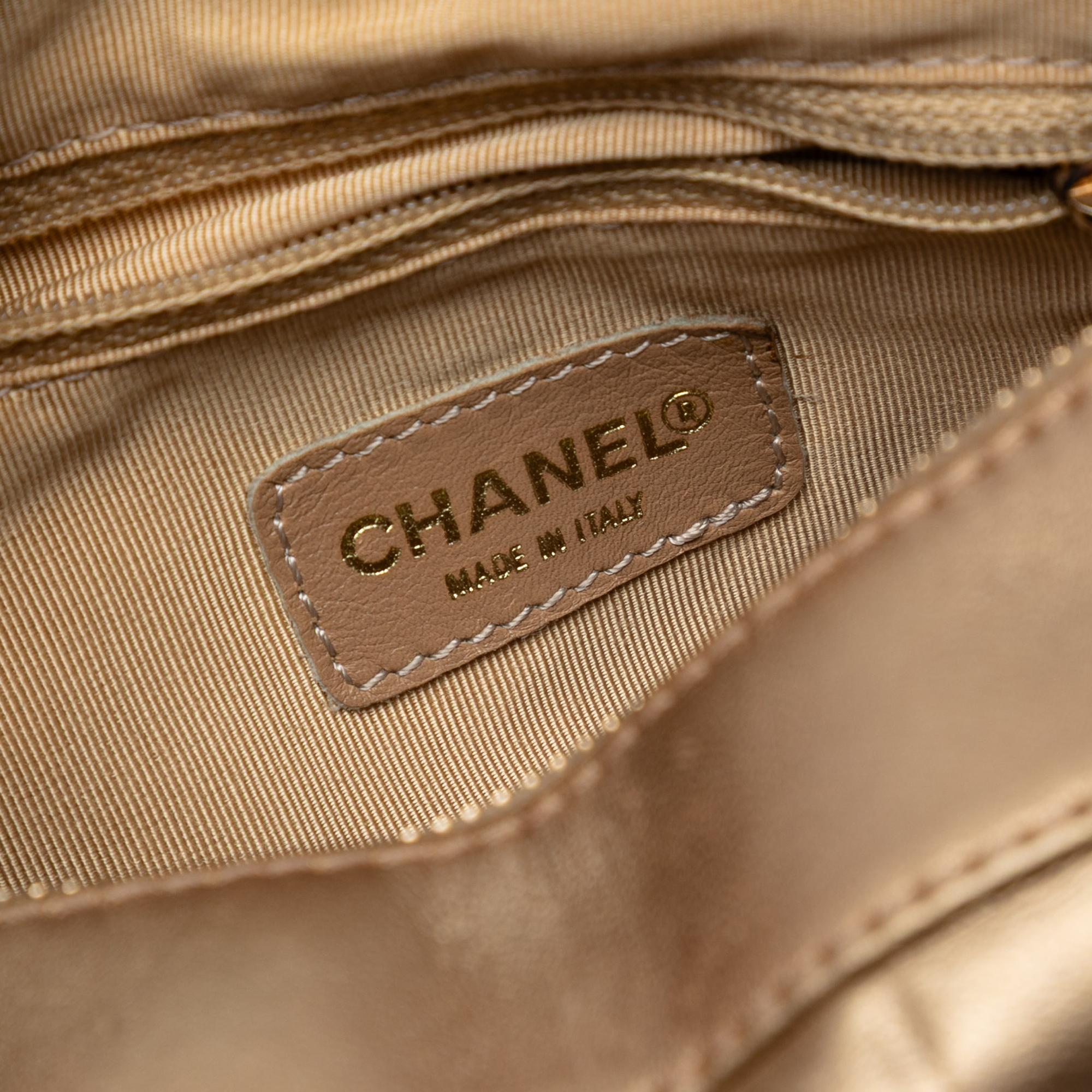 Chanel CC Chocolate Bar Metallic Lambskin Shoulder Bag