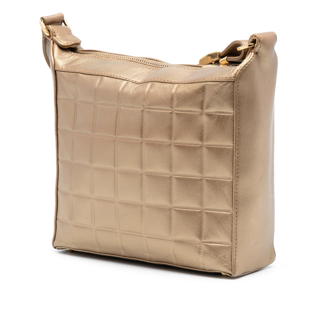 Chanel CC Chocolate Bar Metallic Lambskin Shoulder Bag