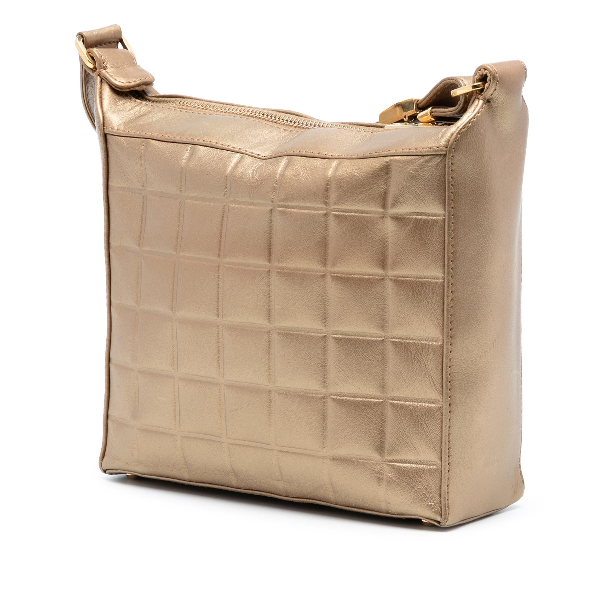 Chanel CC Chocolate Bar Metallic Lambskin Shoulder Bag