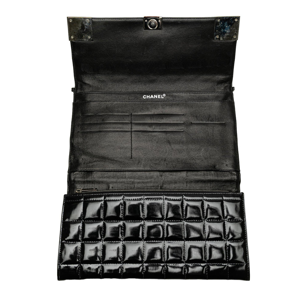 Chanel CC Chocolate Bar Patent Clutch on Chain
