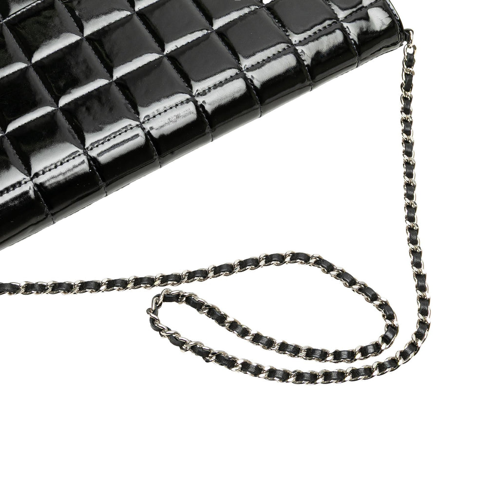 Chanel CC Chocolate Bar Patent Clutch on Chain