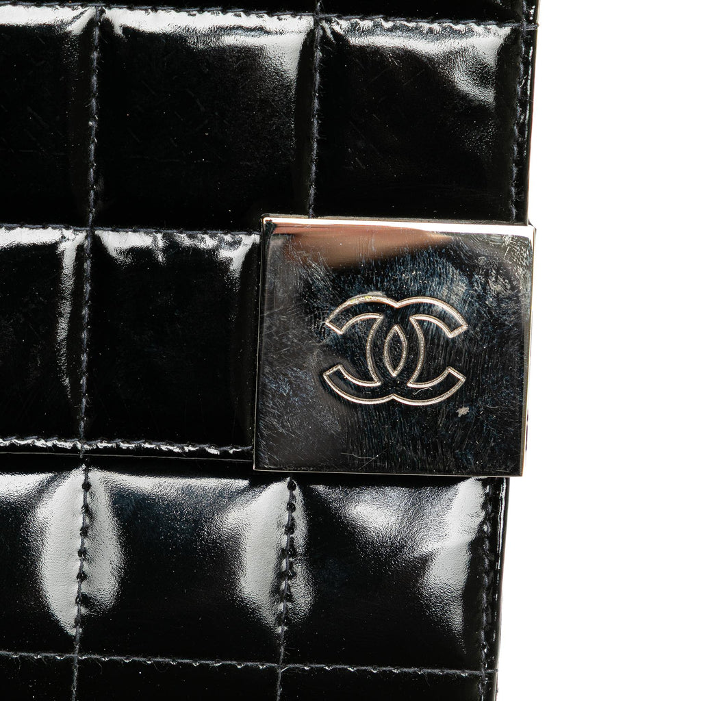 Chanel CC Chocolate Bar Patent Clutch on Chain