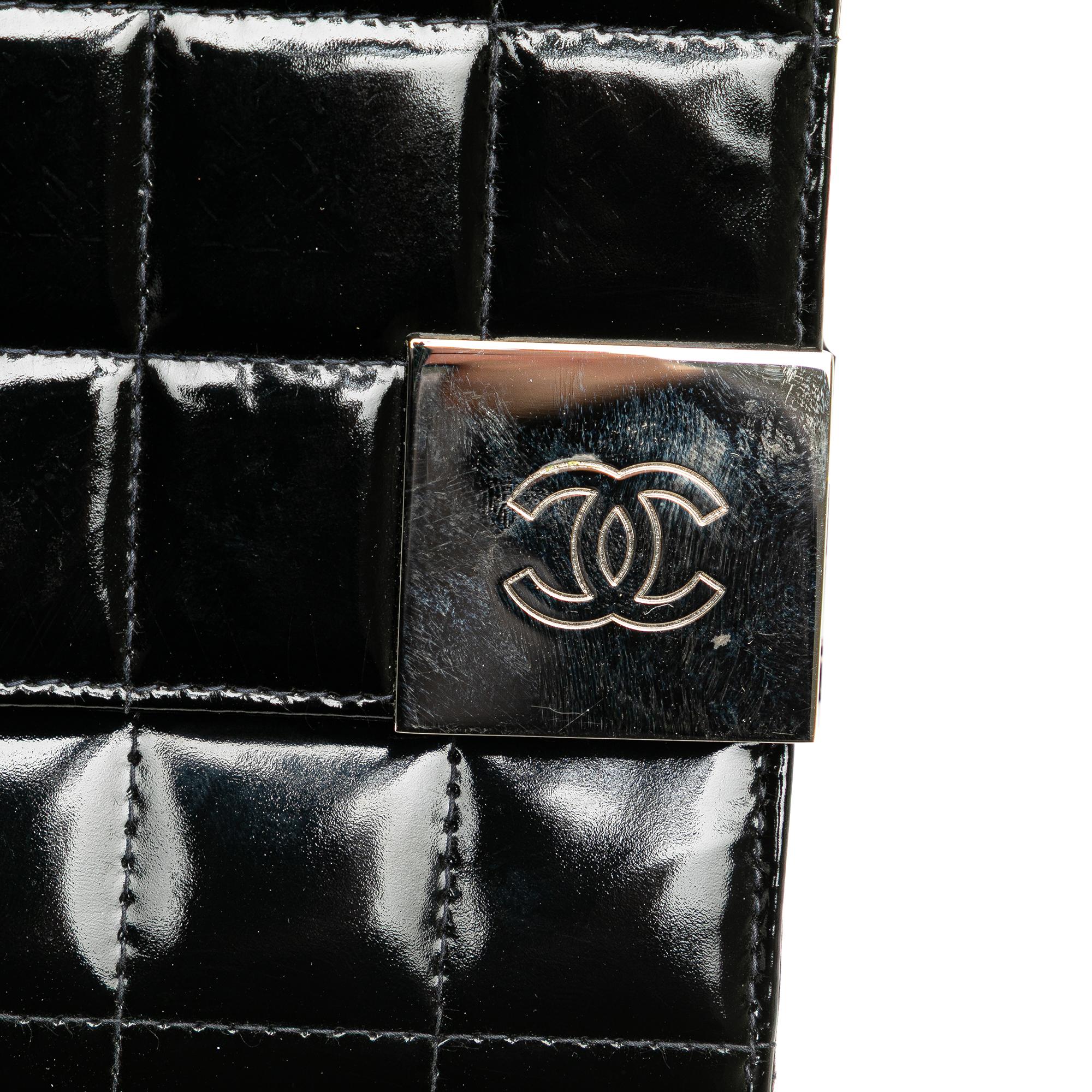 Chanel CC Chocolate Bar Patent Clutch on Chain
