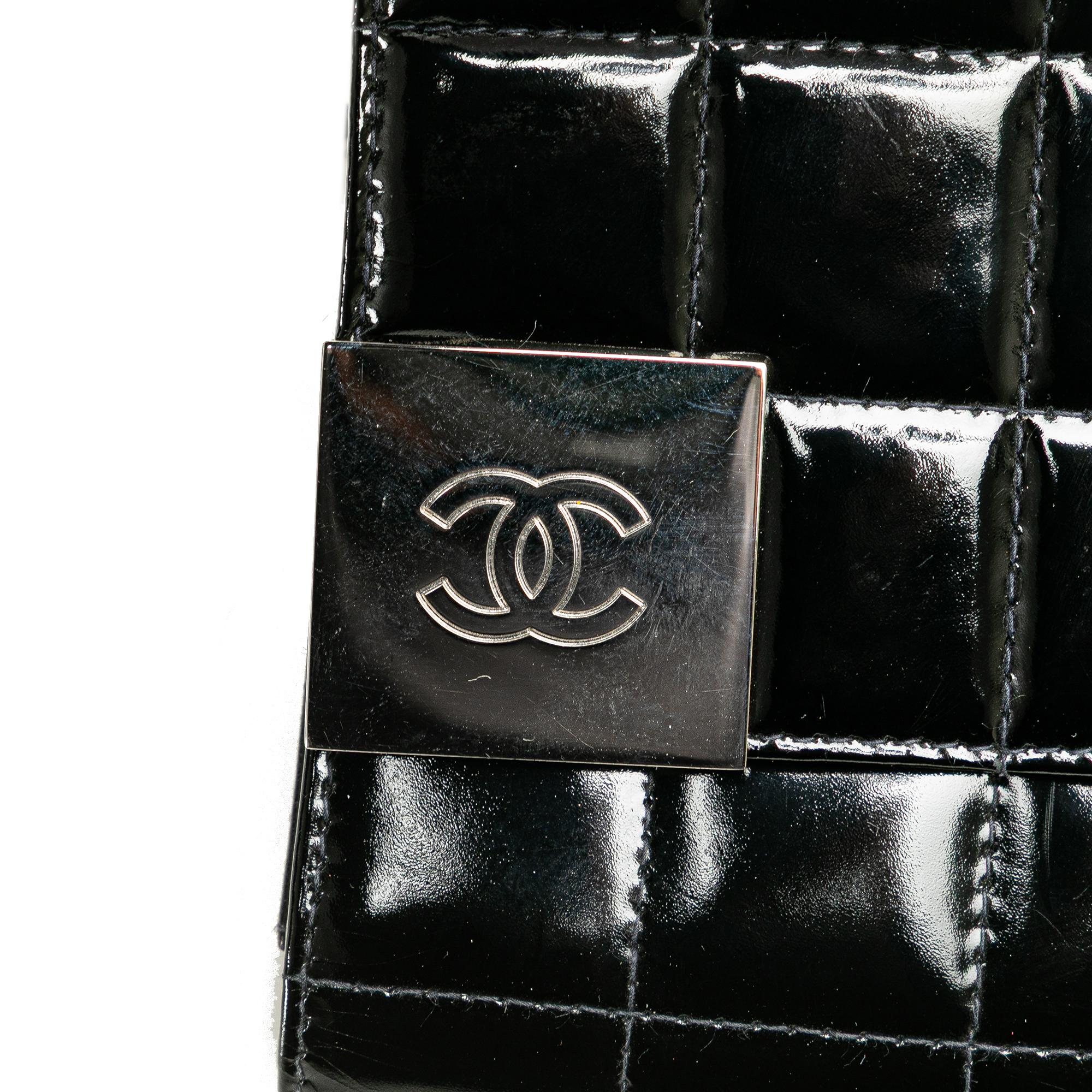 Chanel CC Chocolate Bar Patent Clutch on Chain