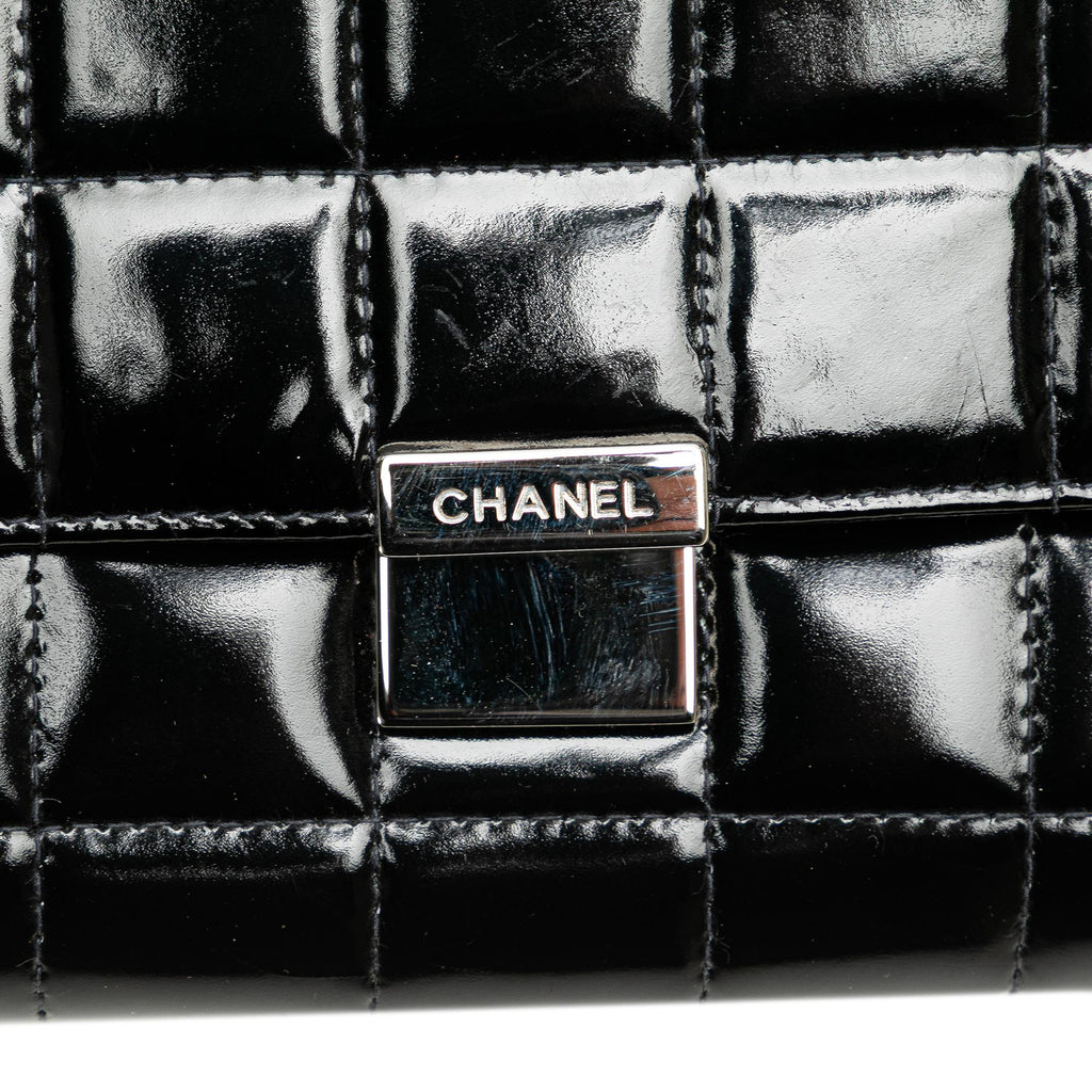 Chanel CC Chocolate Bar Patent Clutch on Chain