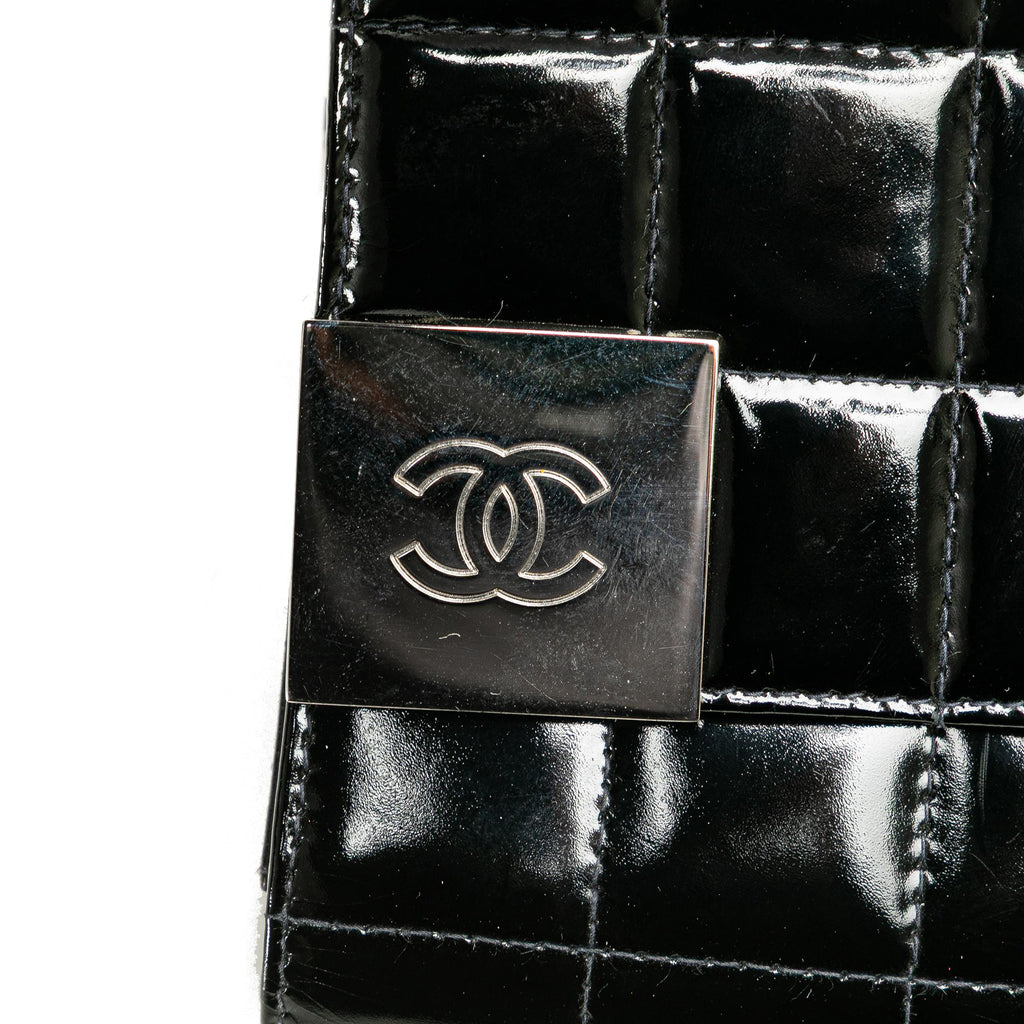 Chanel CC Chocolate Bar Patent Clutch on Chain