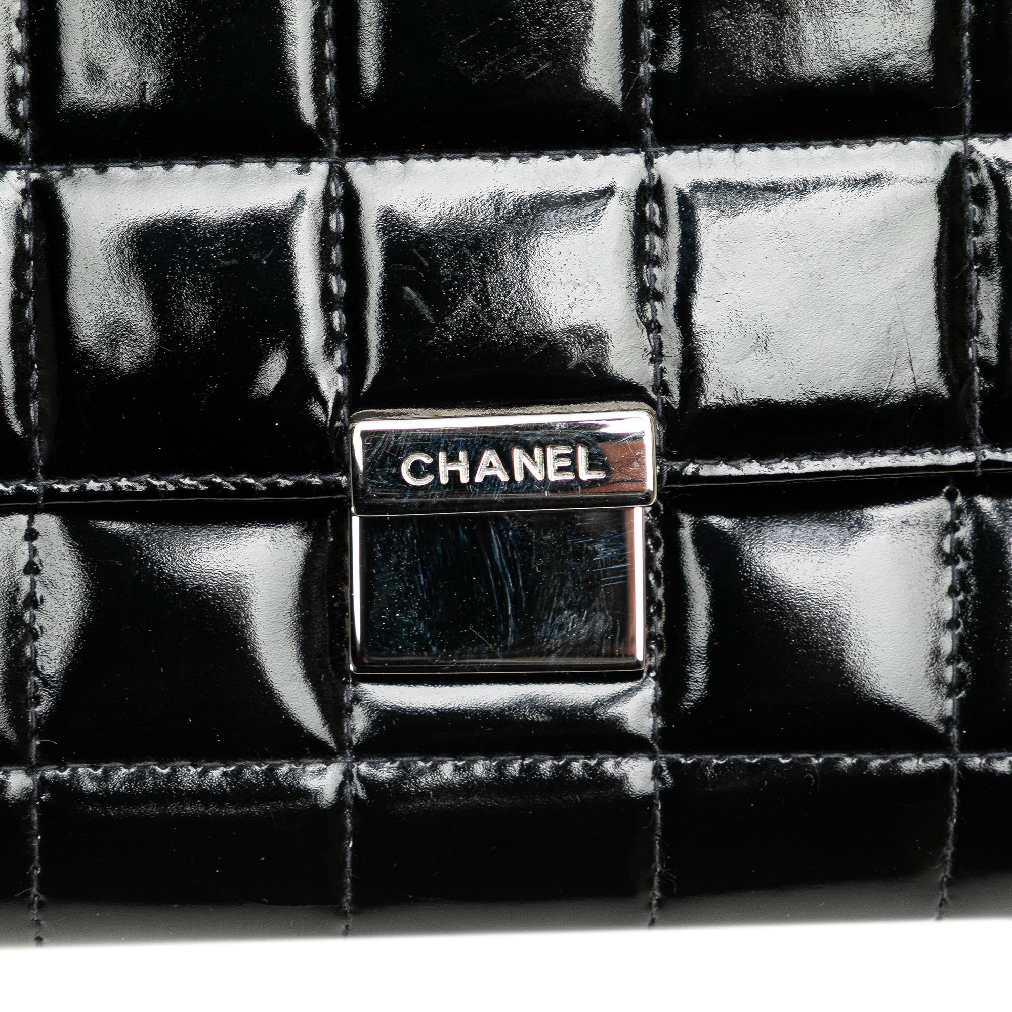 Chanel CC Chocolate Bar Patent Clutch on Chain