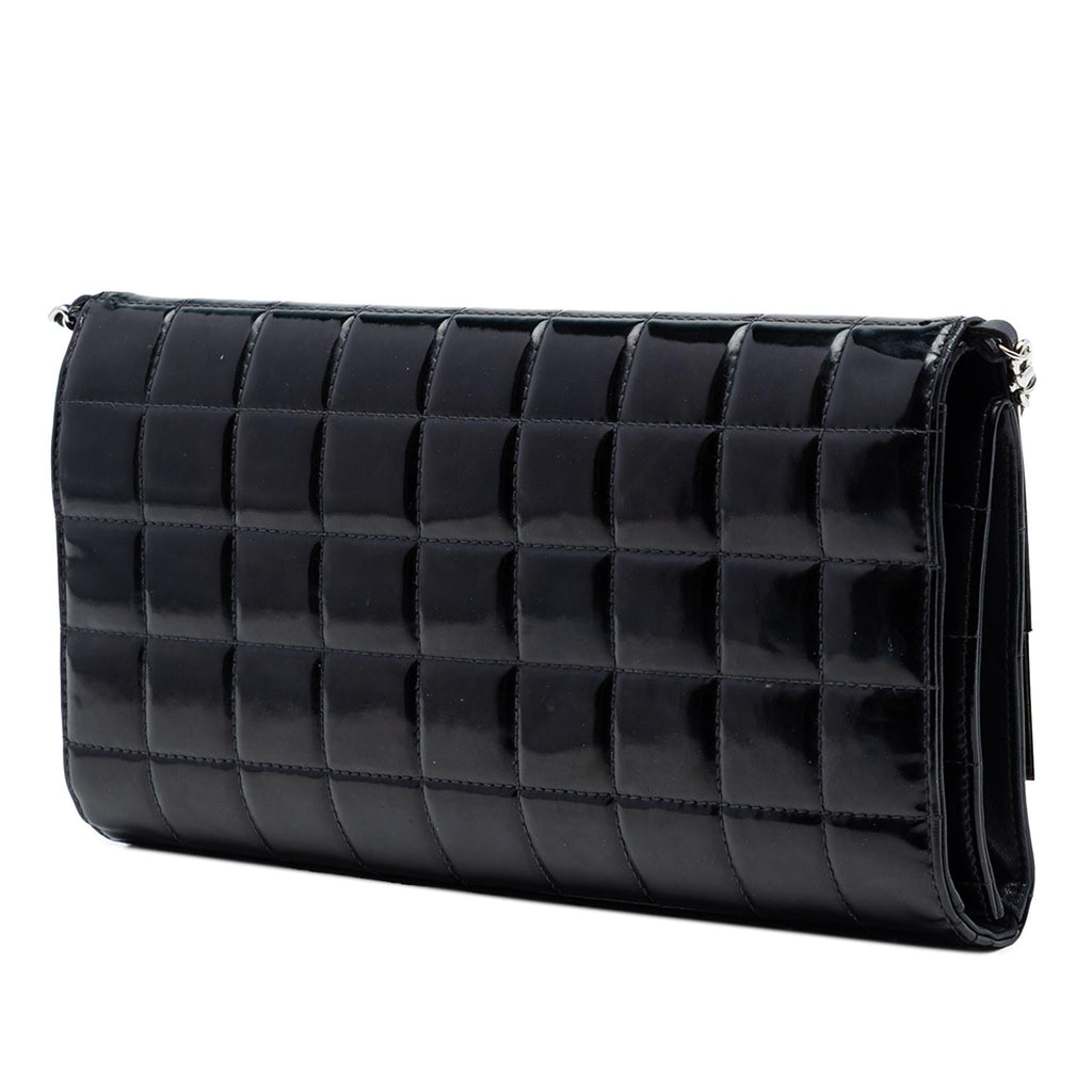 Chanel CC Chocolate Bar Patent Clutch on Chain
