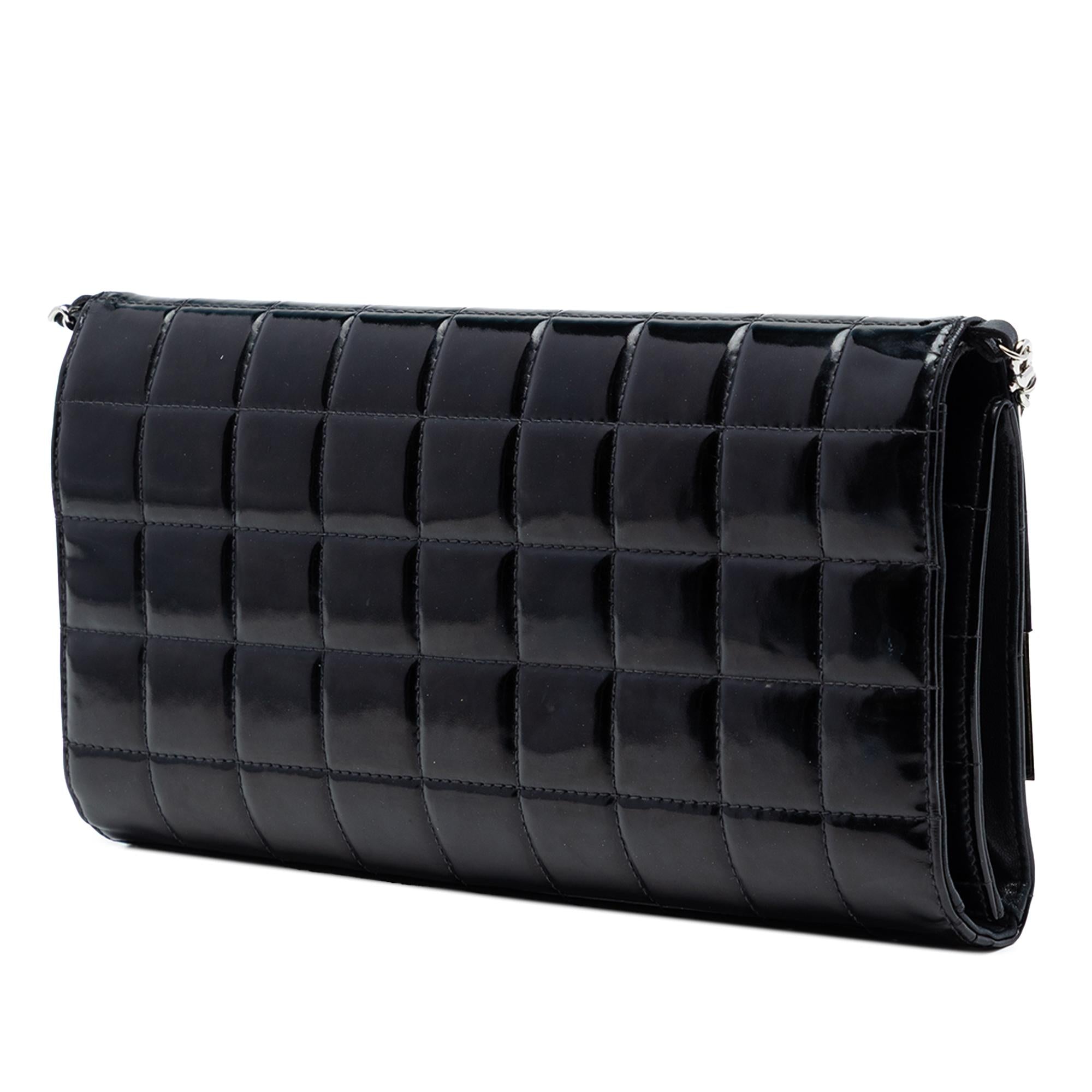 Chanel CC Chocolate Bar Patent Clutch on Chain