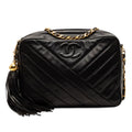 Chanel CC Diagonal Quilted Lambskin Tassel Camera Bag