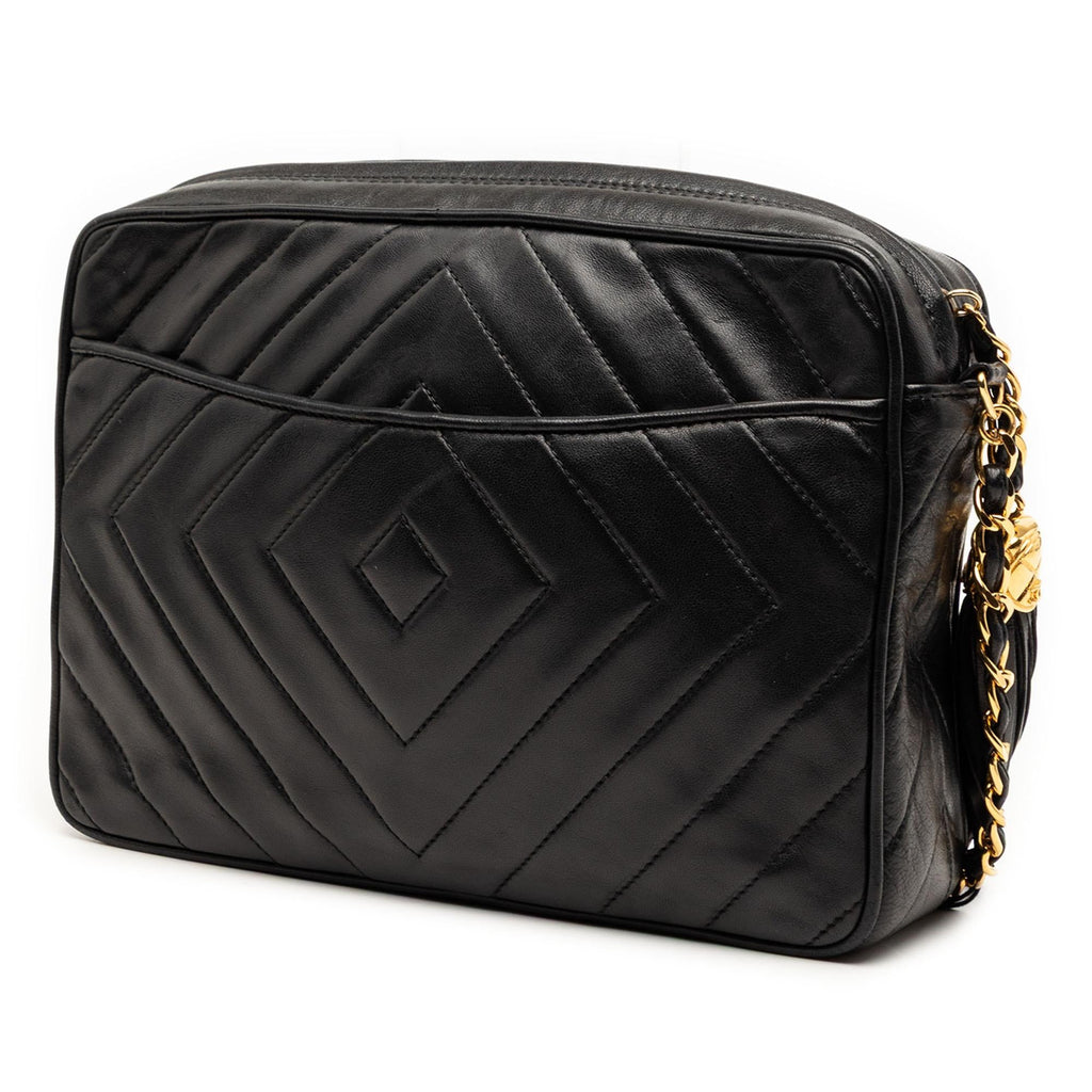 Chanel CC Diamond Quilted Lambskin Tassel Camera Bag