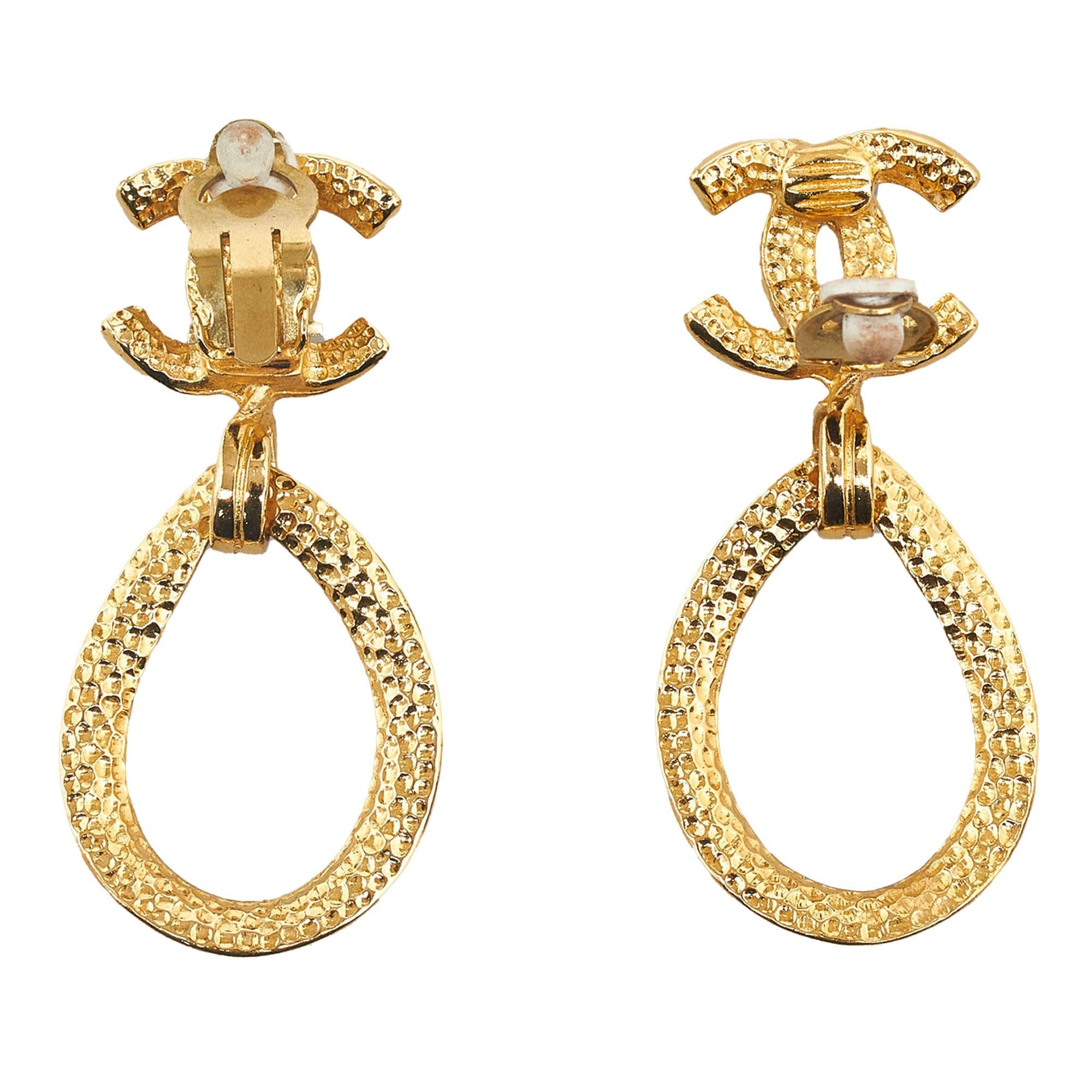 Chanel CC Drop Earrings