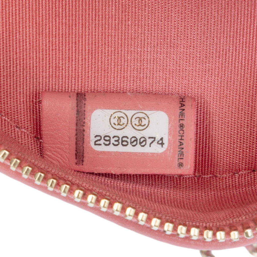 Chanel CC Embossed Caviar Camellia Round Clutch With Chain