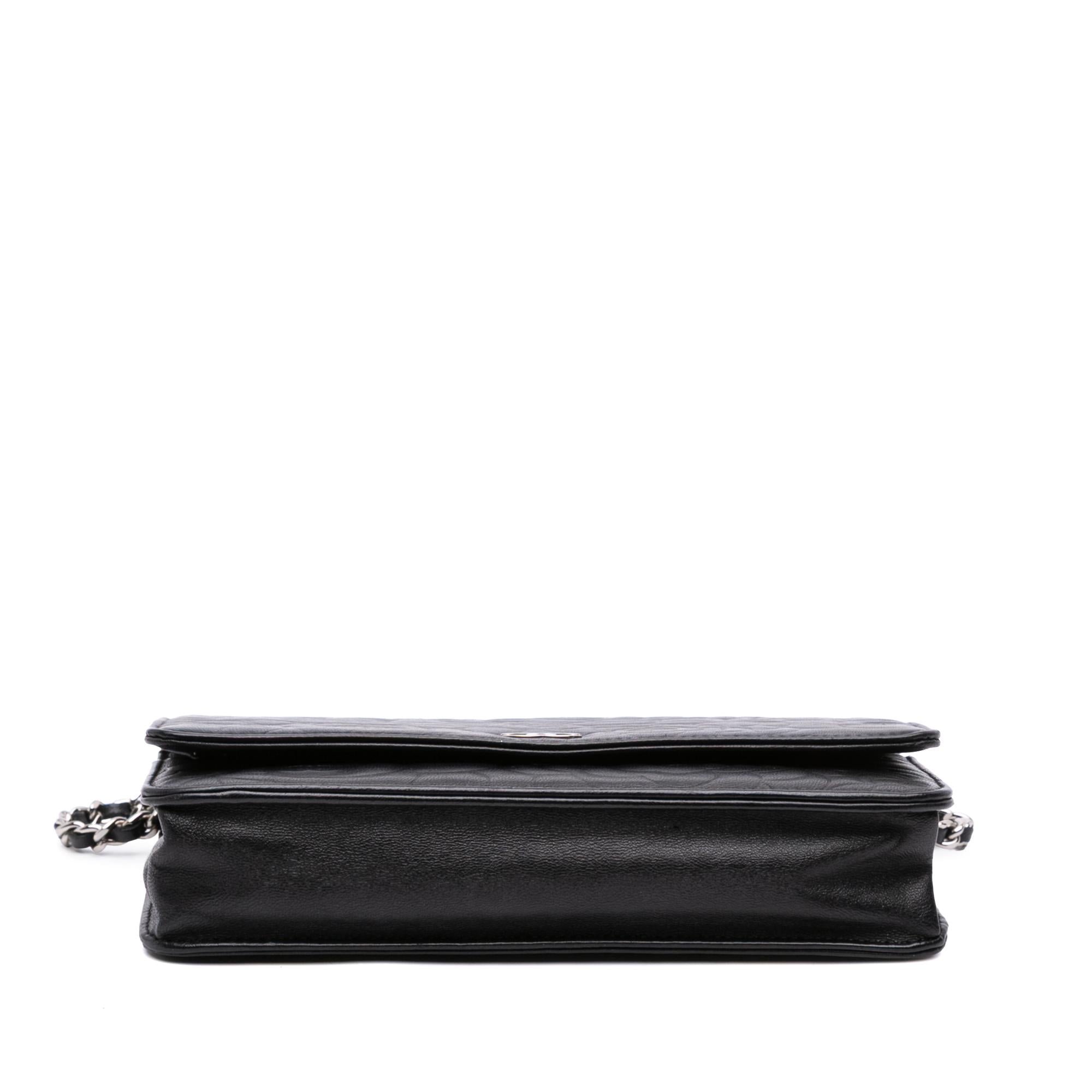 Chanel CC Embossed Lambskin Camellia Wallet On Chain