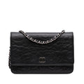 Chanel CC Embossed Lambskin Camellia Wallet On Chain