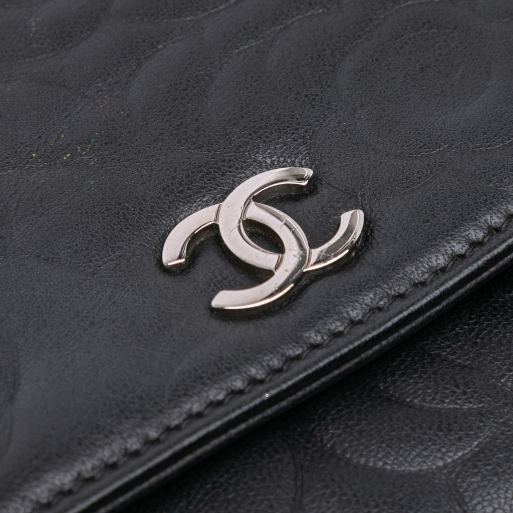 Chanel CC Embossed Lambskin Camellia Wallet On Chain