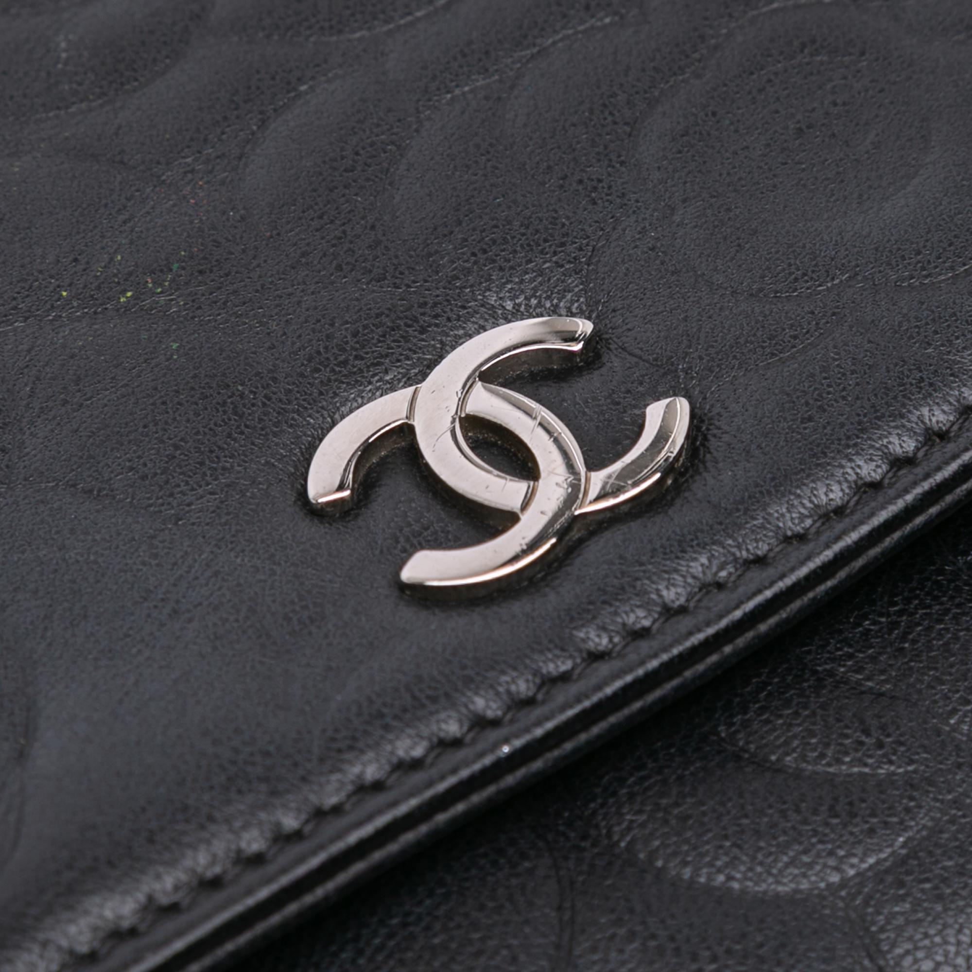 Chanel CC Embossed Lambskin Camellia Wallet On Chain