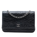 Chanel CC Embossed Lambskin Camellia Wallet On Chain