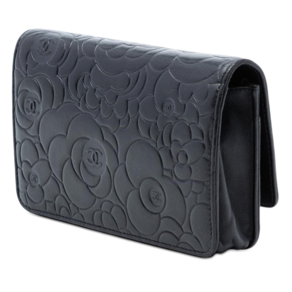 Chanel CC Embossed Lambskin Camellia Wallet On Chain