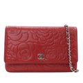 Chanel CC Embossed Lambskin Camellia Wallet On Chain