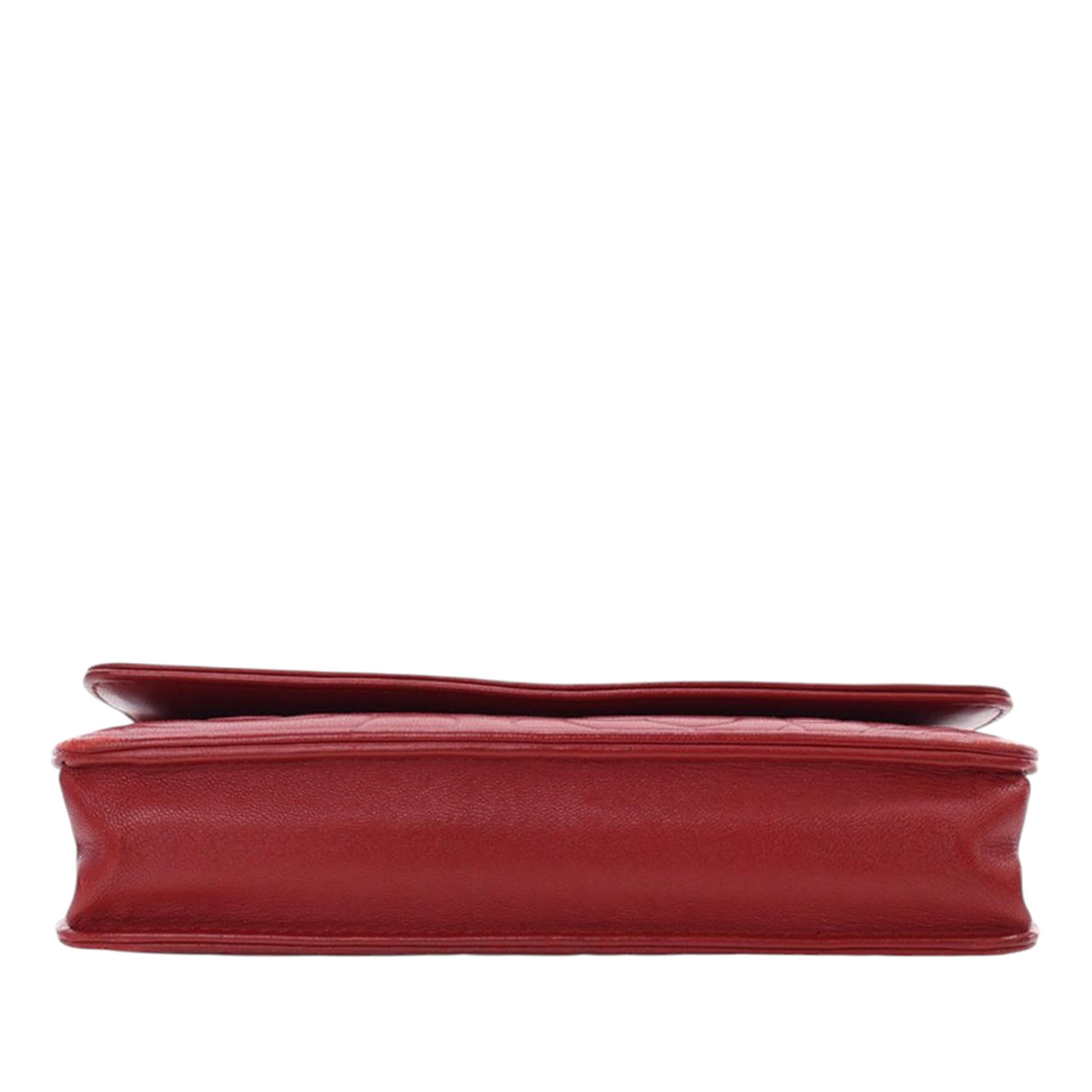 Chanel CC Embossed Lambskin Camellia Wallet On Chain