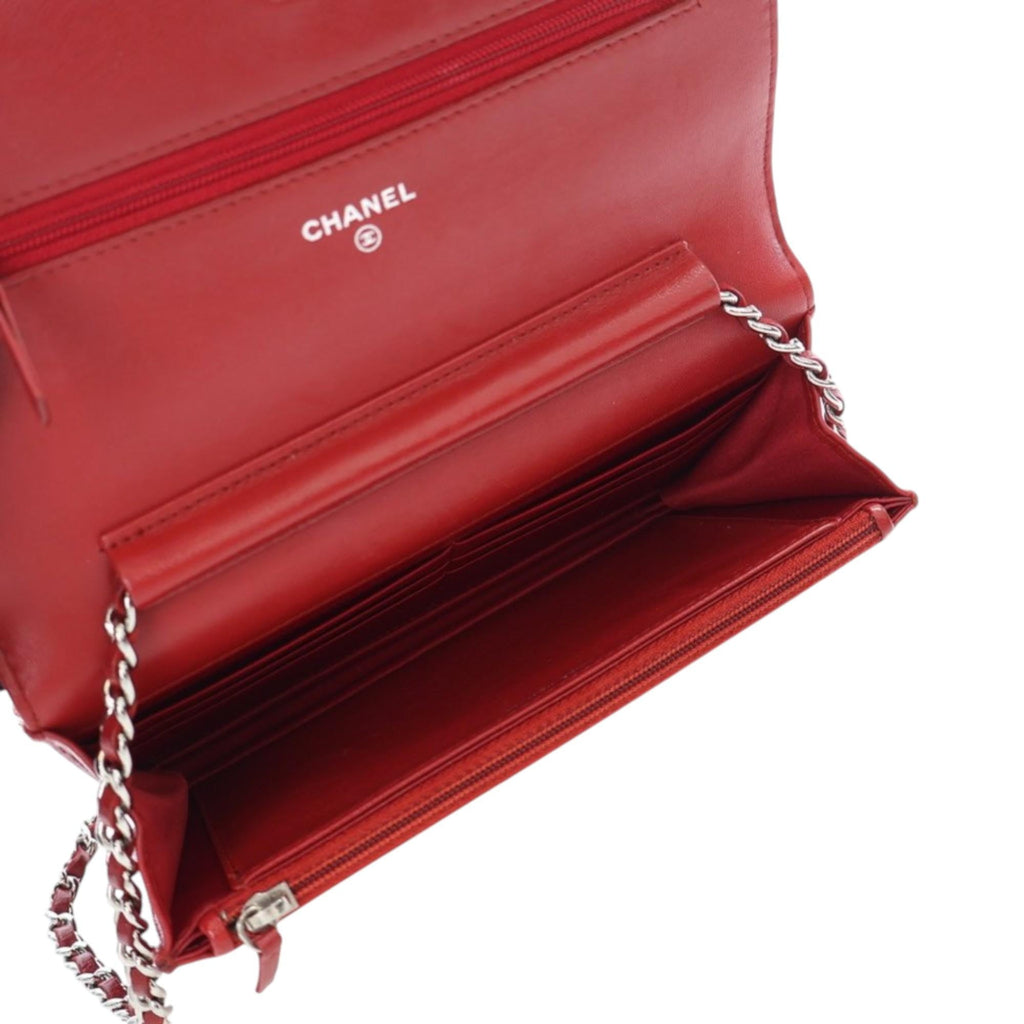 Chanel CC Embossed Lambskin Camellia Wallet On Chain