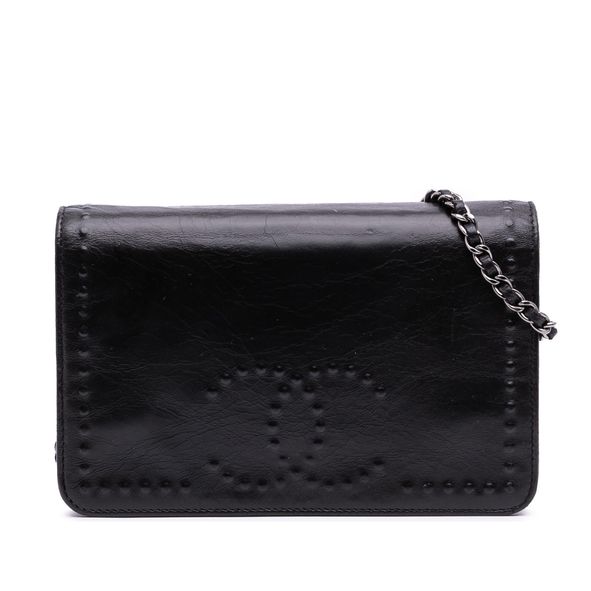 Chanel CC Embossed Lambskin Wallet on Chain
