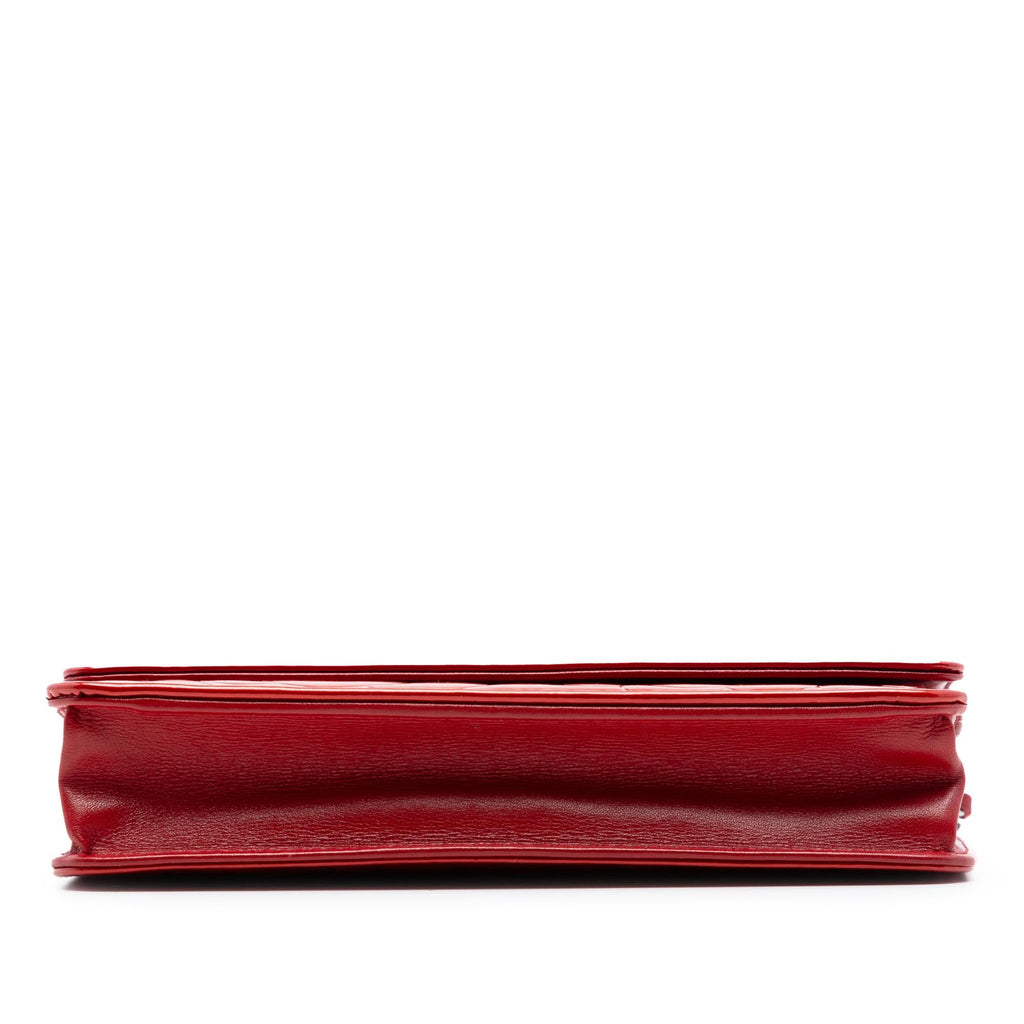 Chanel CC Embossed Patent Camellia Wallet On Chain