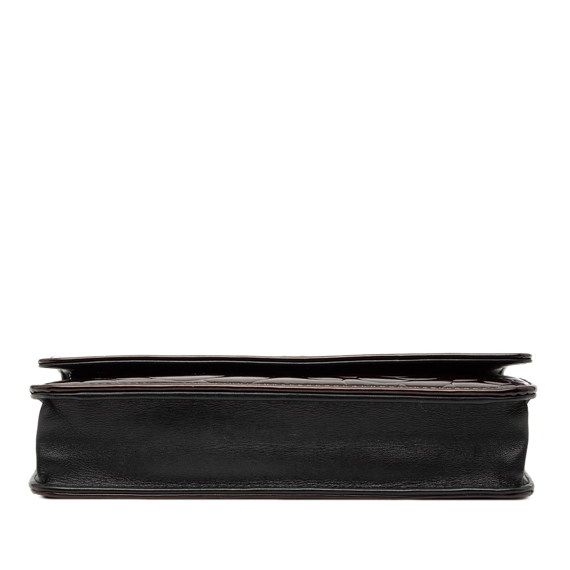 Chanel CC Embossed Patent Camellia Wallet On Chain