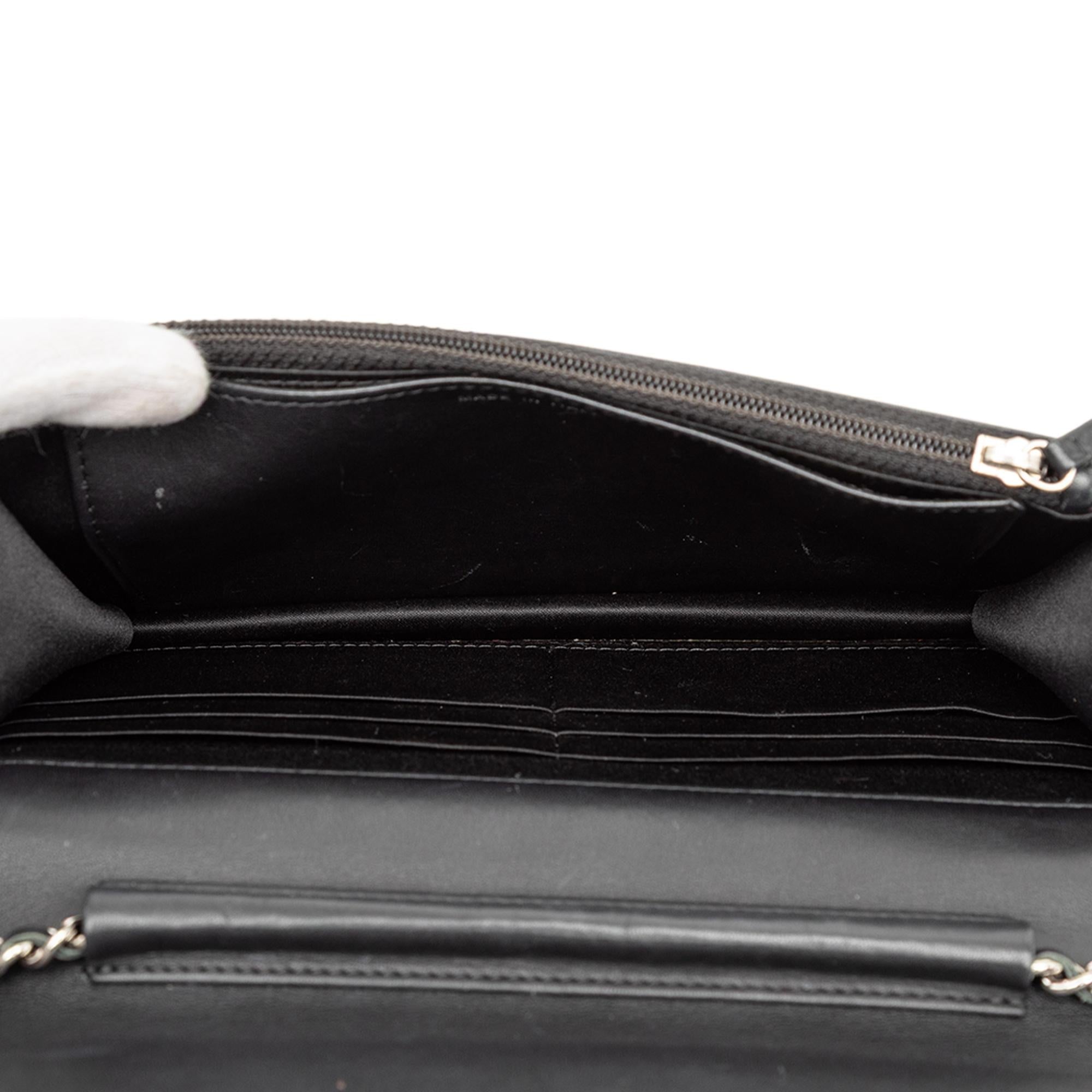 Chanel CC Embossed Patent Camellia Wallet On Chain