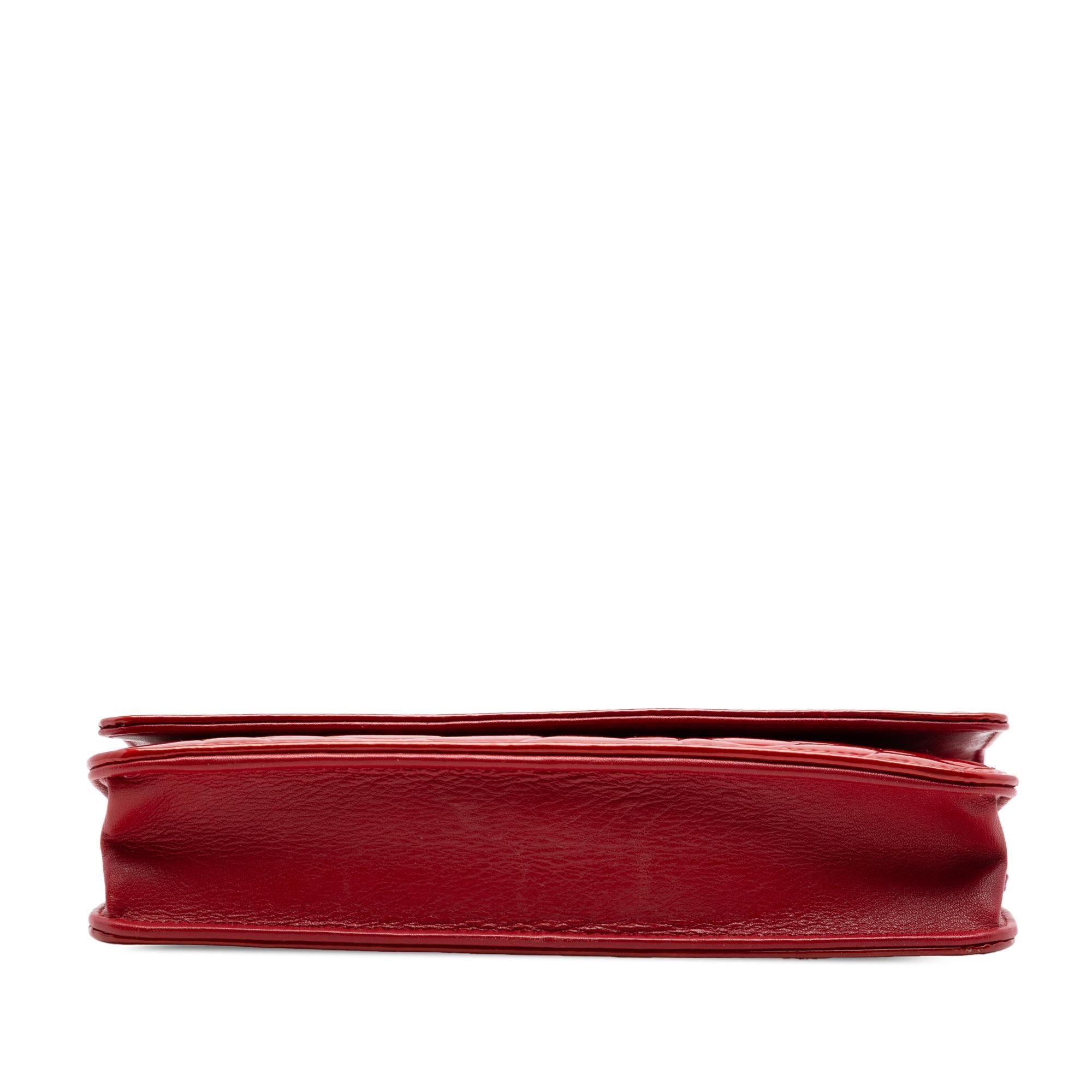 Chanel CC Embossed Patent Camellia Wallet On Chain