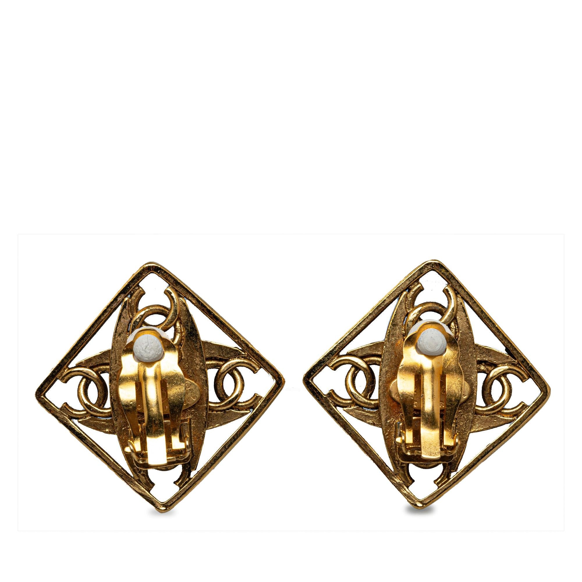 Chanel CC Faux Pearl Clip On Earrings