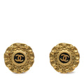 Chanel CC Gold Plated Enamel Round Clip On Earrings